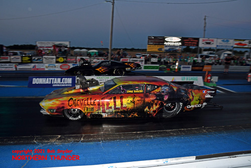 Eddie Rogers - 'Chevelle from Hell' 
(near lane) vs (far lane)